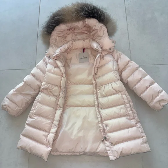 Moncler Jackets Coats Moncler Girls Light Pink Plush Fur
